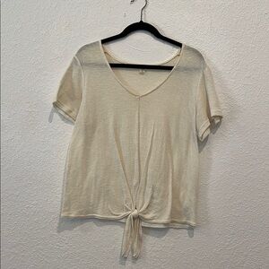 Cream Tie-Front Women’s Top